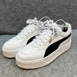Puma Karmen Rebelle Platform Sneakers White Black Lace Up Shoes Womens Size 8.5